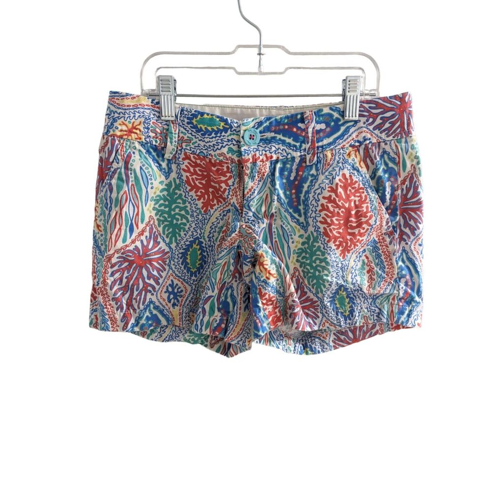 Lilly Pulitzer Size 00 Multi Let Minnow Callahan Shorts Blue Red Paisley Coral